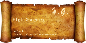 Higl Gergely névjegykártya